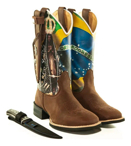 Bota Texana Padroeira Senhora Aparecida + Faca Brinde