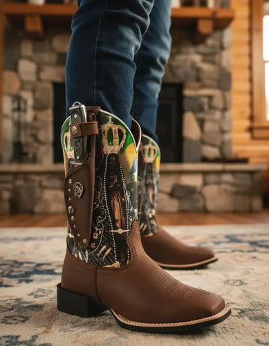 Bota Texana Padroeira Senhora Aparecida + Faca Brinde