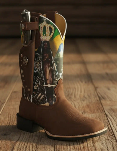 Bota Texana Padroeira Senhora Aparecida + Faca Brinde