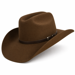 CHAPÉU COUNTRY MONTANA PRETO ABA 10 AVELUDADO COM FAIXA DE COURO