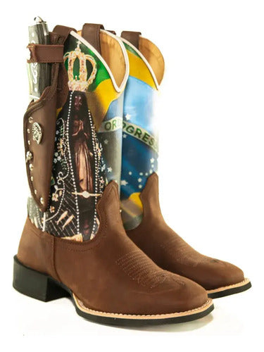 Bota Texana Padroeira Senhora Aparecida  + Faca Brinde