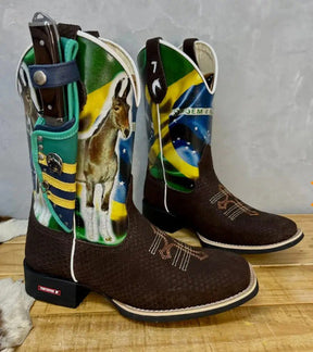 Bota Texana Country Muladeiros Do Brasil + Faca Brinde